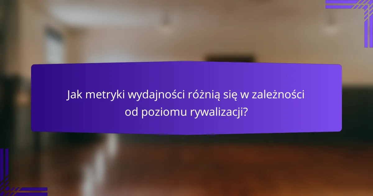 Jak metryki wydajności różnią się w zależności od poziomu rywalizacji?